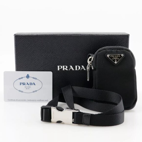 PRADA Smartphone holder with pouch Smartphone case 1ZT016 2DMJ NERO black ... - Picture 2 of 11